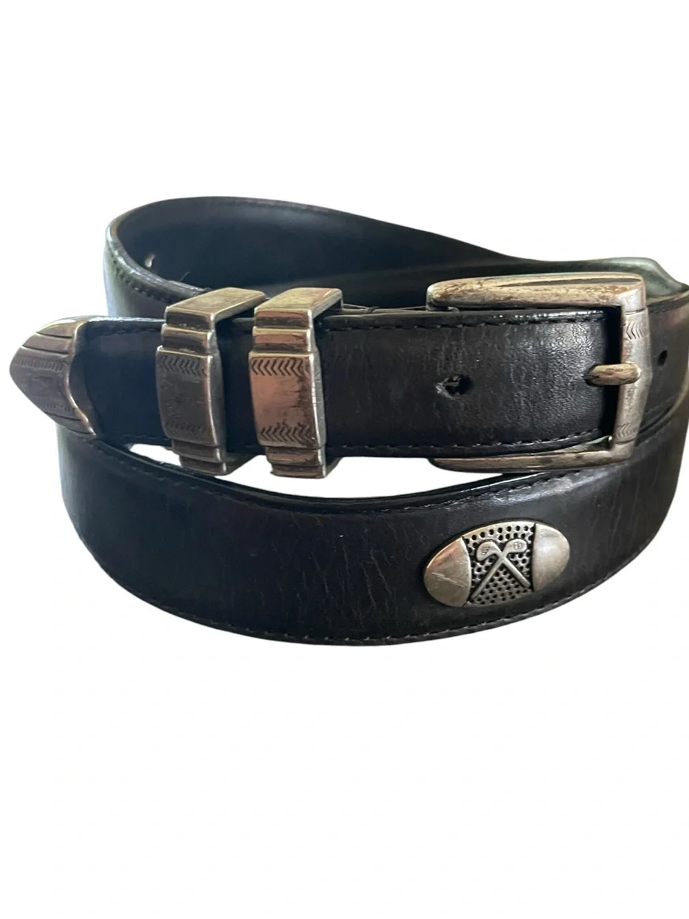 AML 3000 Men's Top Grain Black Leather Golf Club Belt Size 36